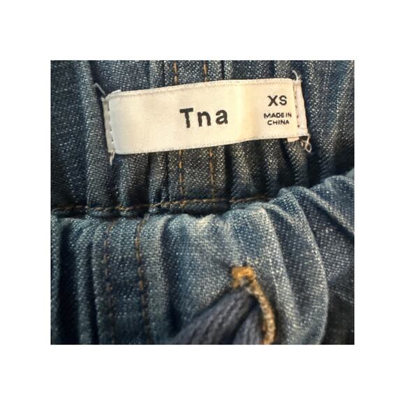 Women XS Aritzia Tna Denim Jean Elastic Drawstring Waist Pants Wide Leg Relaxed - Picture 6 of 6